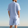 thumbnail image 4 of Yievot 2 Piece Short Sets for Men Summer Beach Outfits Linen Henley Shirts & Shorts Casual Vacation Set, 4 of 8