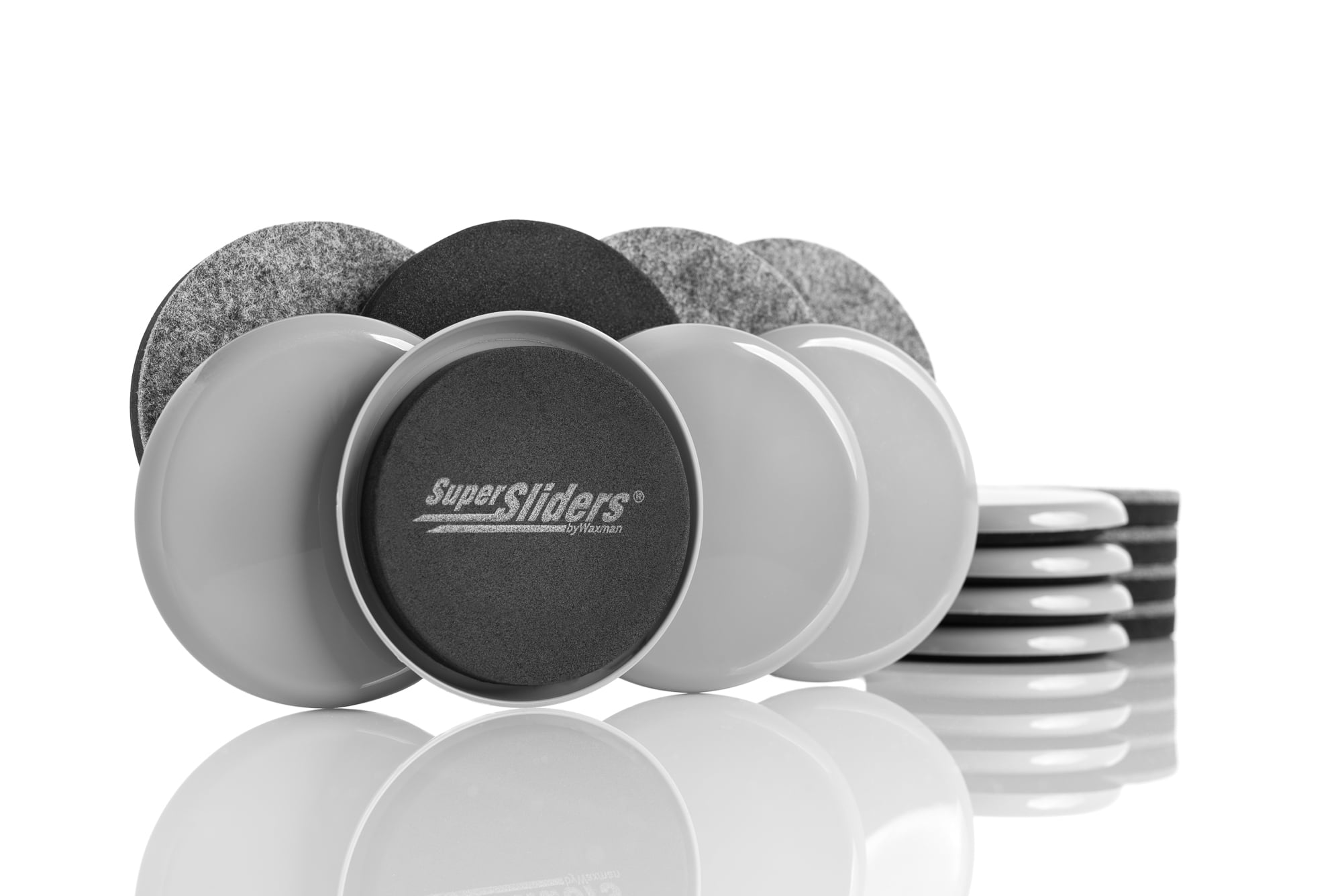 Super Sliders 3 1/2" Reusable Furniture Sliders, Wood/Carpet, Gray (16