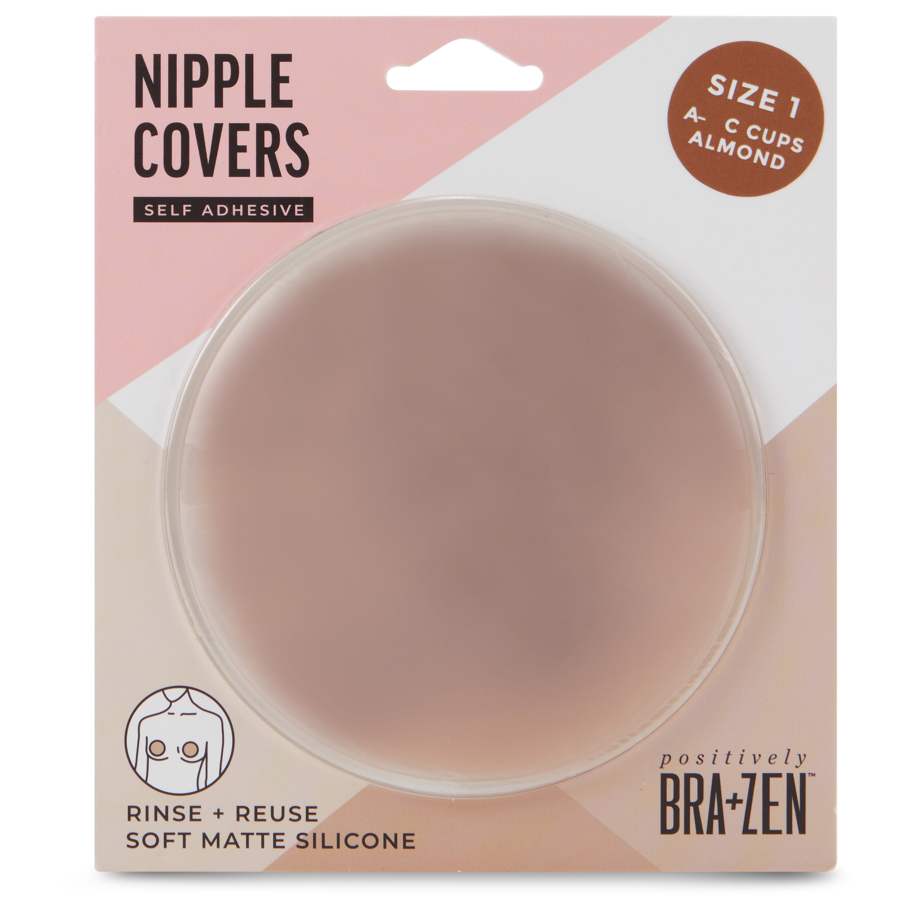 Positively BRA+ZEN Reusable Stick-on Silicone Adhesive Nipple Cover Pasties, Size 1 & 2 Breast Petals