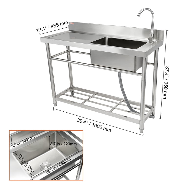 VEVOR Commercal Utlty & Prep Snk 1 Compartment Stanless Steel VEVOR Commercal Utlty & Prep Snk 1 Compartment Stanless Steel