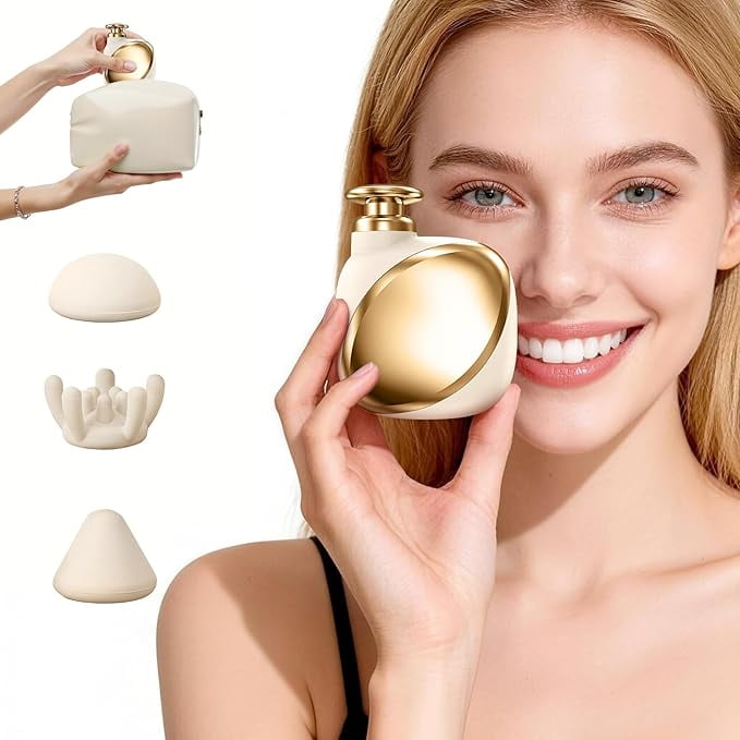 Mini Massage Gun, Portable Handheld Muscle Massager with 3 Massage Heads, Quiet Rechargeable Percussion Massager for Neck, Shoulders, Back and Legs, gold