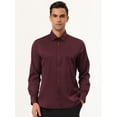 thumbnail image 3 of Camisa de vestir de color burdeos para hombre, manga larga, cuello abotonado, ajuste delgado, camisas de negocios, tamaño mediano Unique Bargains Camisa, 3 of 6