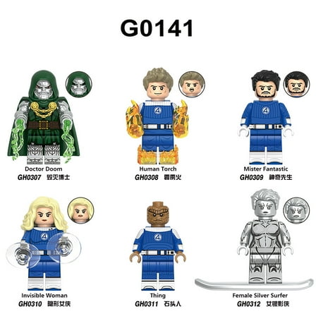 EYUCDVC 6 Pcs Fantastic Four Character Minifigures - Action Figures 1.77inch Set, The Best Gift For Christmas, Halloween, Birthdays