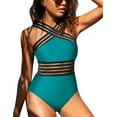 thumbnail image 4 of Hilor Womens One Piece Swimsuits Front Crossover Mesh Bathing Suits Tummy Control Swimwear, 4 of 9