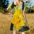 thumbnail image 5 of Double Yellow Daffodil Spring Sleeveless Dress summer woman dress02 Dress wom Cocktail of dresses, 5 of 7