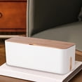thumbnail image 4 of Fmnung Cable Management Box, Cord Organizer with Wood Lid for Desk TV Computer, Hide Power Strips and Cords, Cable Box with Ventilation Holes, White/Black, 4 of 6