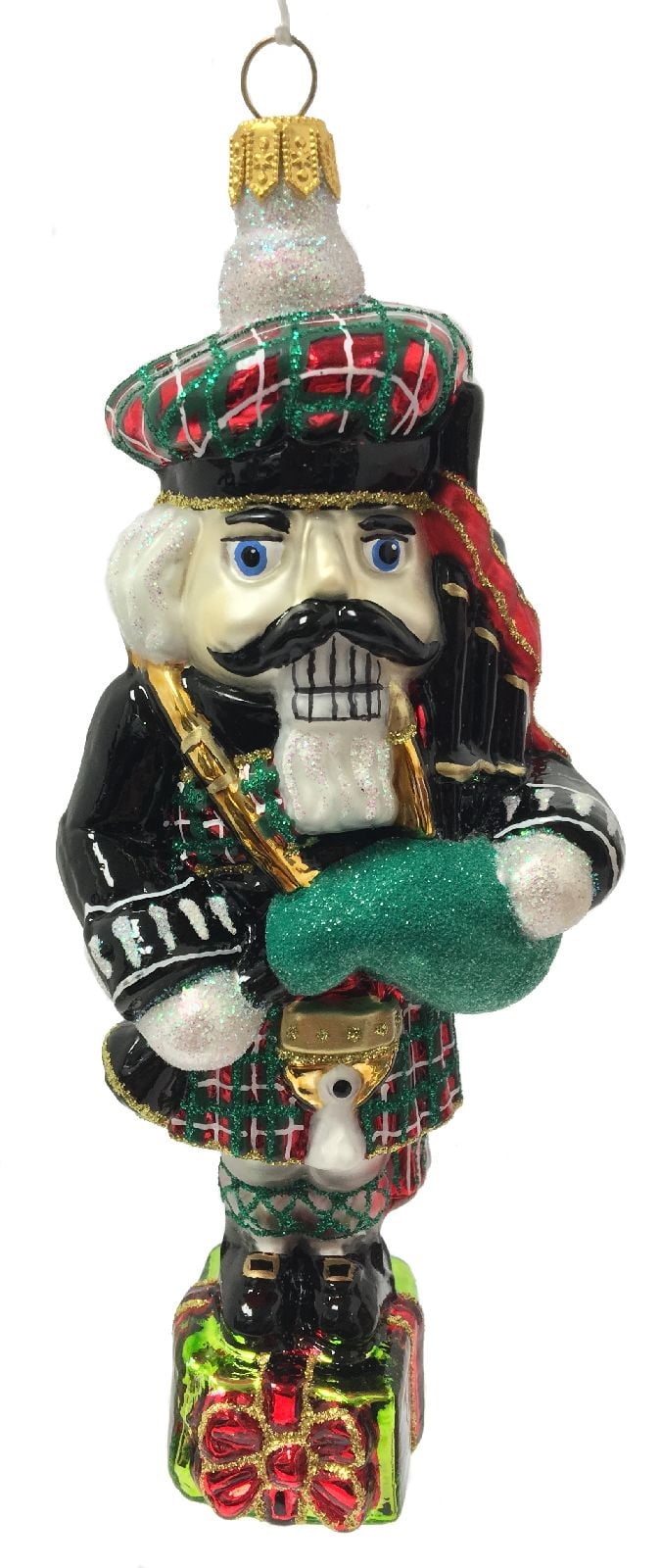Scottish Nutcracker with Bagpipes Kilt Polish Glass Christmas Ornament