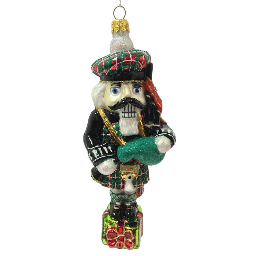 Scottish Nutcracker with Bagpipes Kilt Polish Glass Christmas Ornament