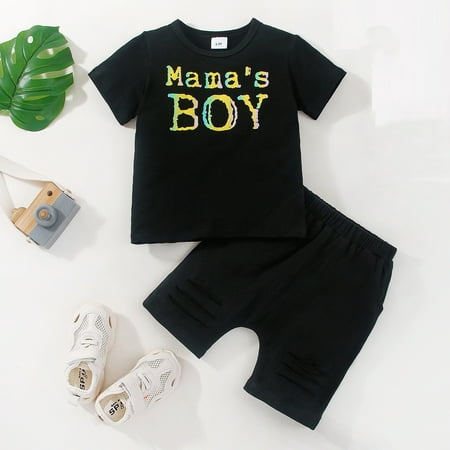 

URMAGIC Clearance Toddler Kids Casual Summer Outfit Mama s Boys T-shirt Shorts Clothes