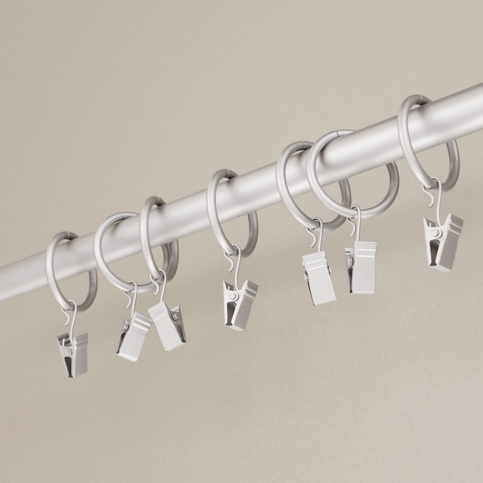 (2 pack) Mainstays 1" Nickel Curtain Clip Rings (7 pack)