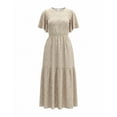 thumbnail image 6 of Xaqiouau Womens Boho Floral Maxi Dress Short Sleeve Casual Summer Long Dress Crew Neck Flowy A Line Beach Vacation Dress, 6 of 7