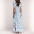 thumbnail image 2 of Misright Womens Floral Maxi Dress Casual V Neck Short Sleeve Flowy Beach Wedding Guest Long Dresses, 2 of 8