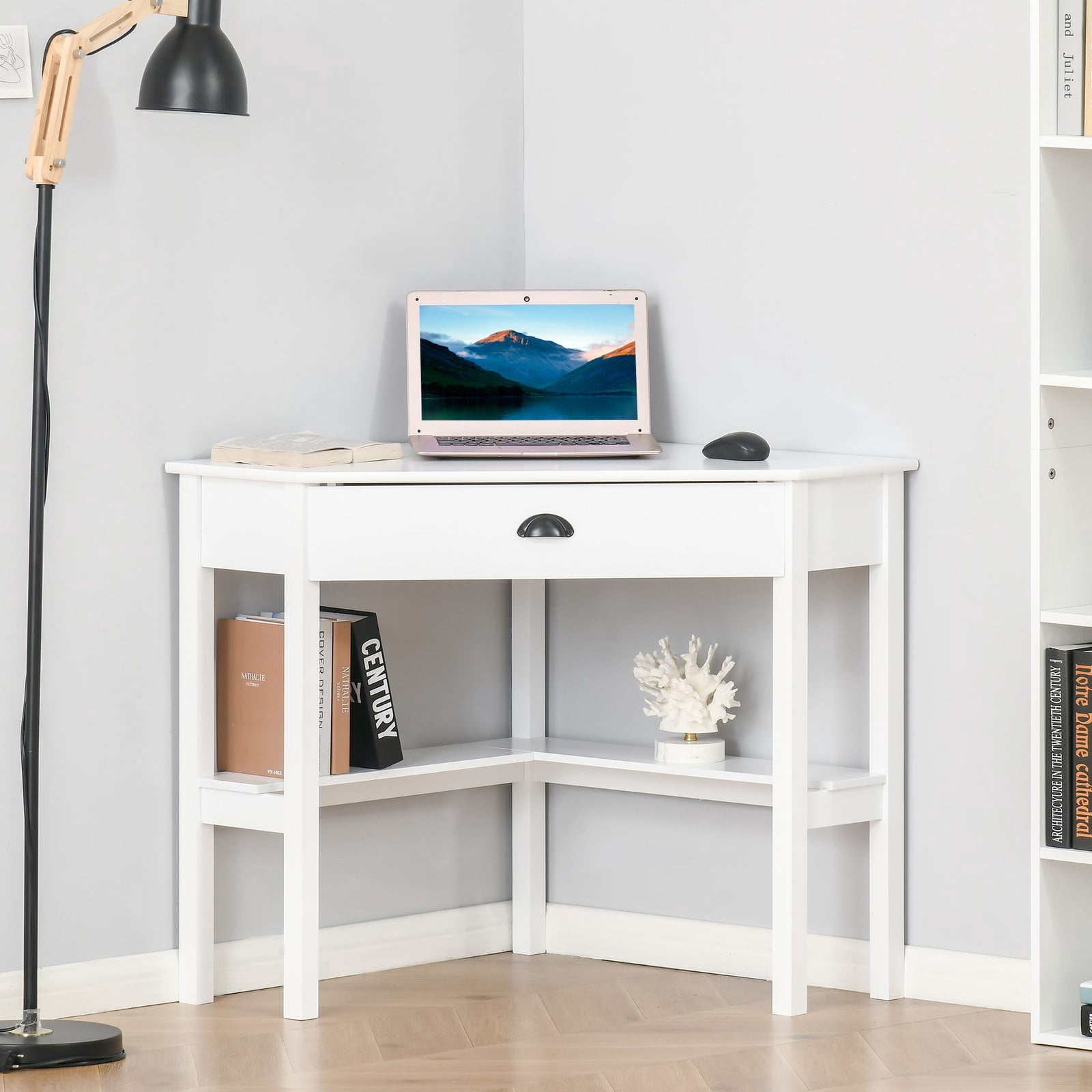 Tvilum Whitman 3 Drawer Office Desk with 1 Shelf for Adults, White