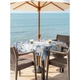 thumbnail image 2 of Outdoor Tablecloth with Umbrella Hole and Zipper, Blue Coastal Starfish Square Table Cloth 54x54 Inch Waterproof Tablecloth, Beach Nautical Shell Eucalyptus Wooden Picnic Table Cover for Patio, 2 of 7