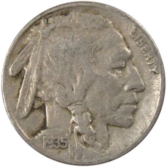 1935 S Indian Head Buffalo Nickel 5 Cent Piece F Fine 5c US Coin Collectible