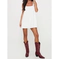 thumbnail image 5 of White Womens Sleeveless Babydoll Mini Dress With Lace Trim Square Neck Loose A-Line Flowy Sundress, 5 of 7