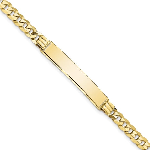 Auriga Fine Jewelry 10K Yellow Gold Flat Curb Link Id Bracelet 7" for Women