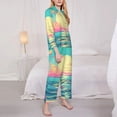 thumbnail image 3 of Yiaed Retro Palm Beach Sunset Print Pajamas Women's Long Sleeve Sleepwear Soft Button Down Loungewear Pjs Lounge Set Nightwear Womens Pajama Pants-Medium, 3 of 7