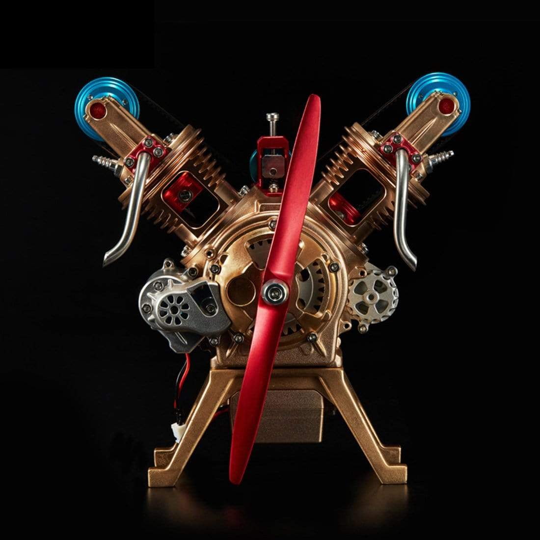 V2 Double Cylinder Metal Mini Car Engine Model Kit Manual Assembly Adults Kids Creativity Toy Collection Decoration