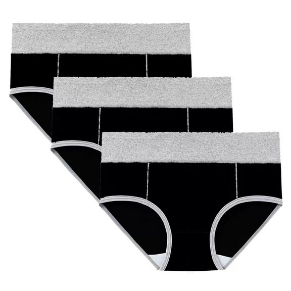 LKJYER Women's Cotton Underwear Mid Waisted Ladies Panties Soft Breathable Full Coverage Briefs 3 Pack