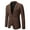 Coffee, variant on Men's Long Sleeve V-Neck Blazer Notch Lapel Mid-Length Jacket Solid Color Comfy Autumn And Winter Personality Suit Jacket