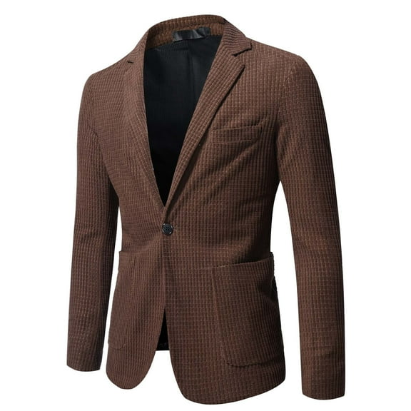 WAENQINLA Corduroy Blazers for Men Business Casual Classic Fit Suit Jackets Single Breasted Notched Lapel Dinner Party Sport Coats