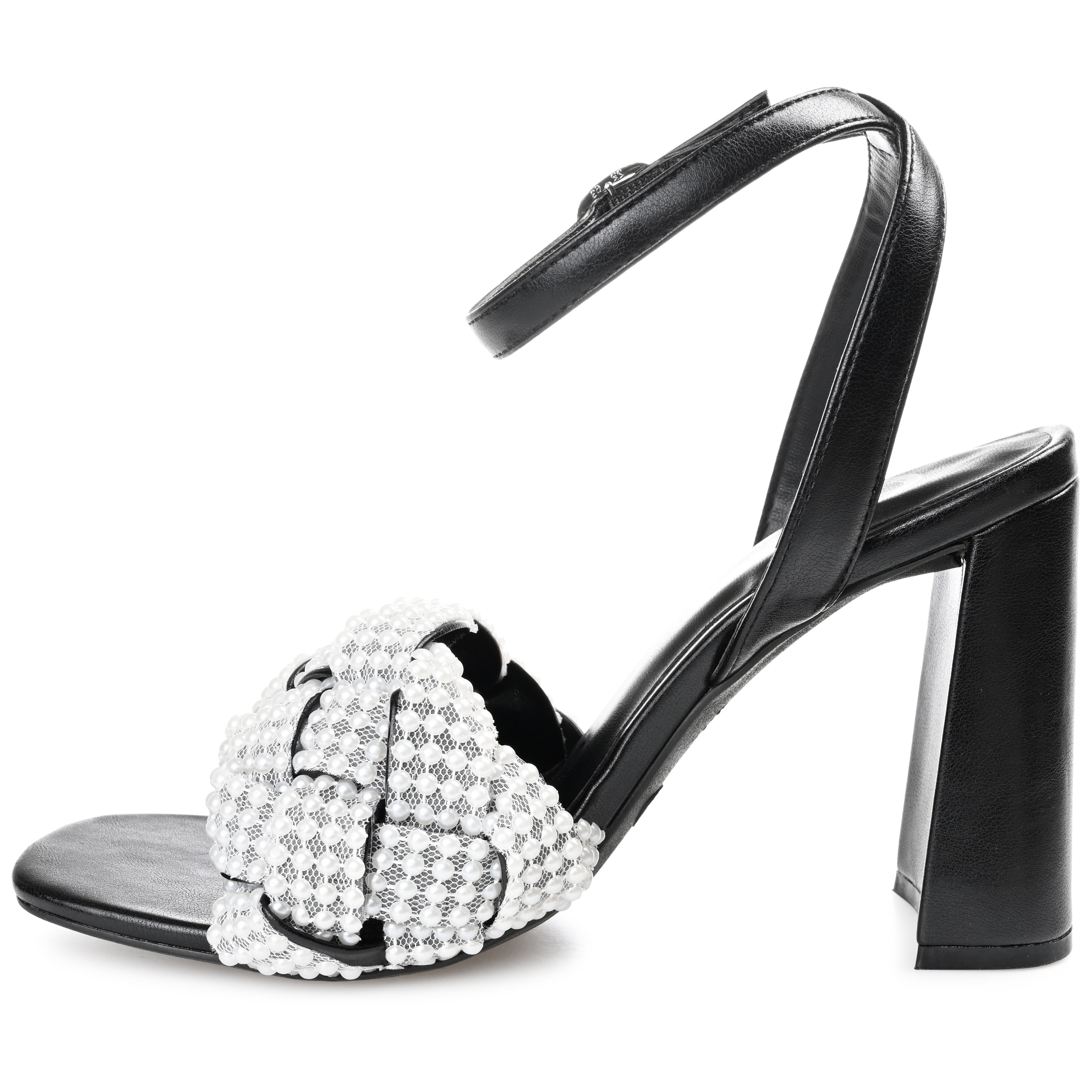 Journee Womens Dua Pearl Accents Block Heel Sandals