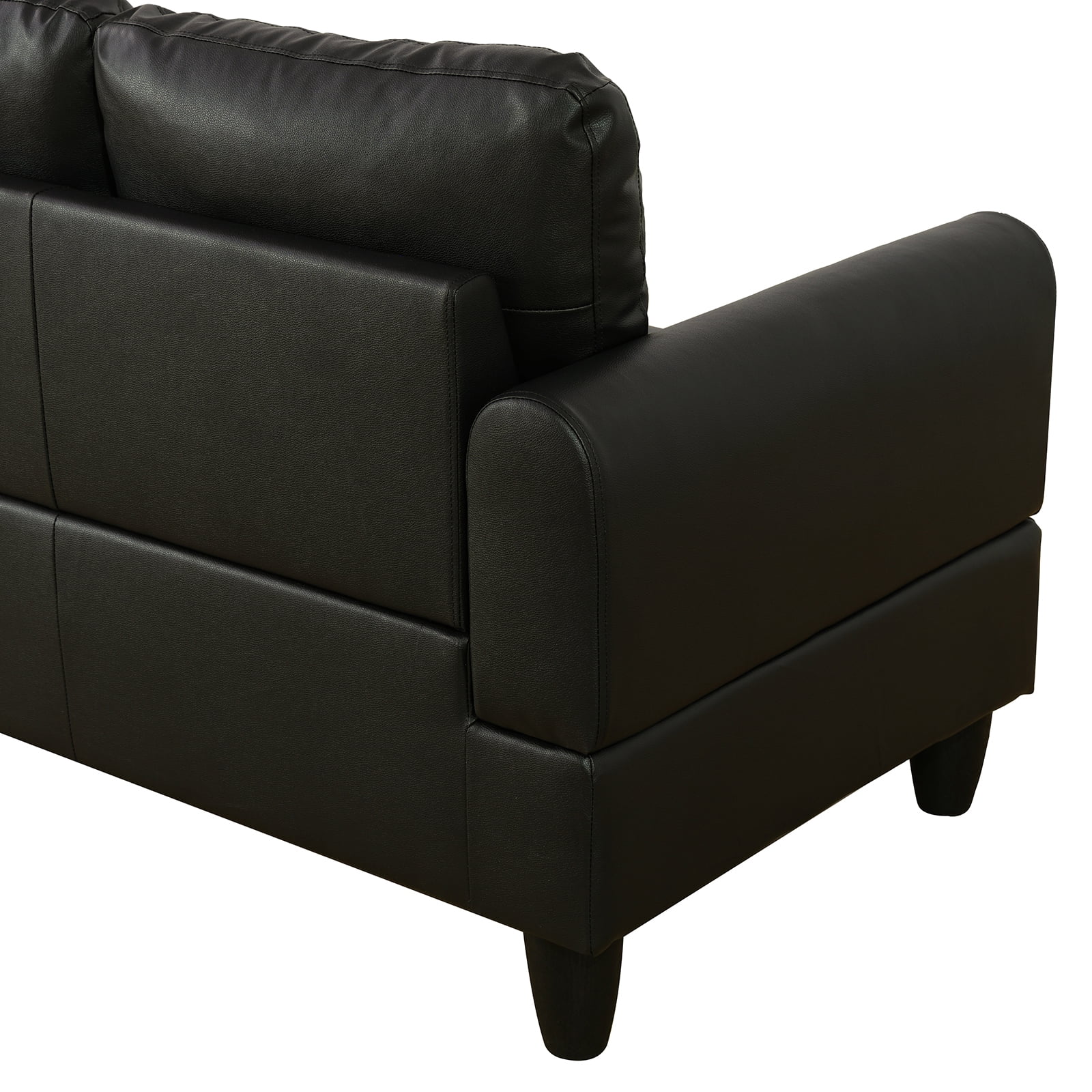 Aisword Sectional Sofa Couch, 97" L-Shaped Living Room Sets with Movable Ottoman & Left Facing Chaise Lounge, Faux Leather, Black