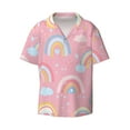 thumbnail image 5 of PAYOHTO Kids Rainbow Pink Mens Hawaiian Casual Short-sleeved Shirt Tropical Summer Beach Button Down Shirts, 5 of 7