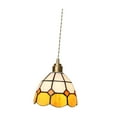 thumbnail image 6 of perfeclan Pendant Lamp Stained Glass Fixture Hanging Light for Cafe Kitchen Ceiling Ornament Orange white plaid, 6 of 9