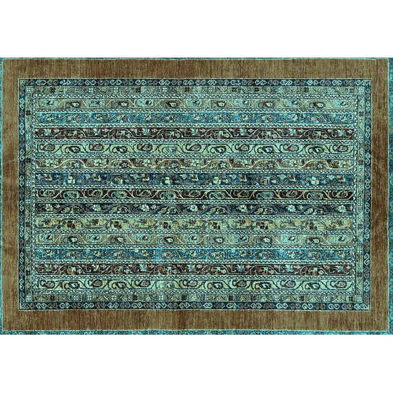 Ahgly Company Indoor Rectangle Abstract Light Blue Modern Area Rugs, 2' x 5'