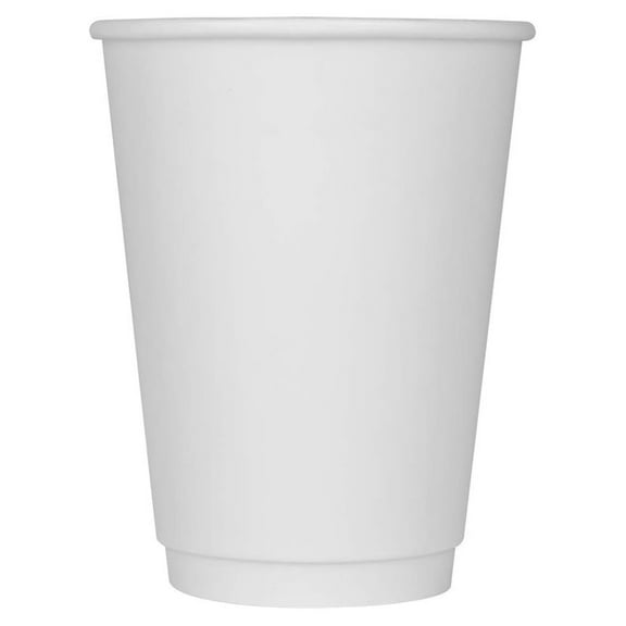 12 oz Double-Wall Insulated Coffee Cup [500 Count] White Disposable Paper Hot Cup - Rolled Rim for Hot Beverages, 90mm (C-KIC512W)