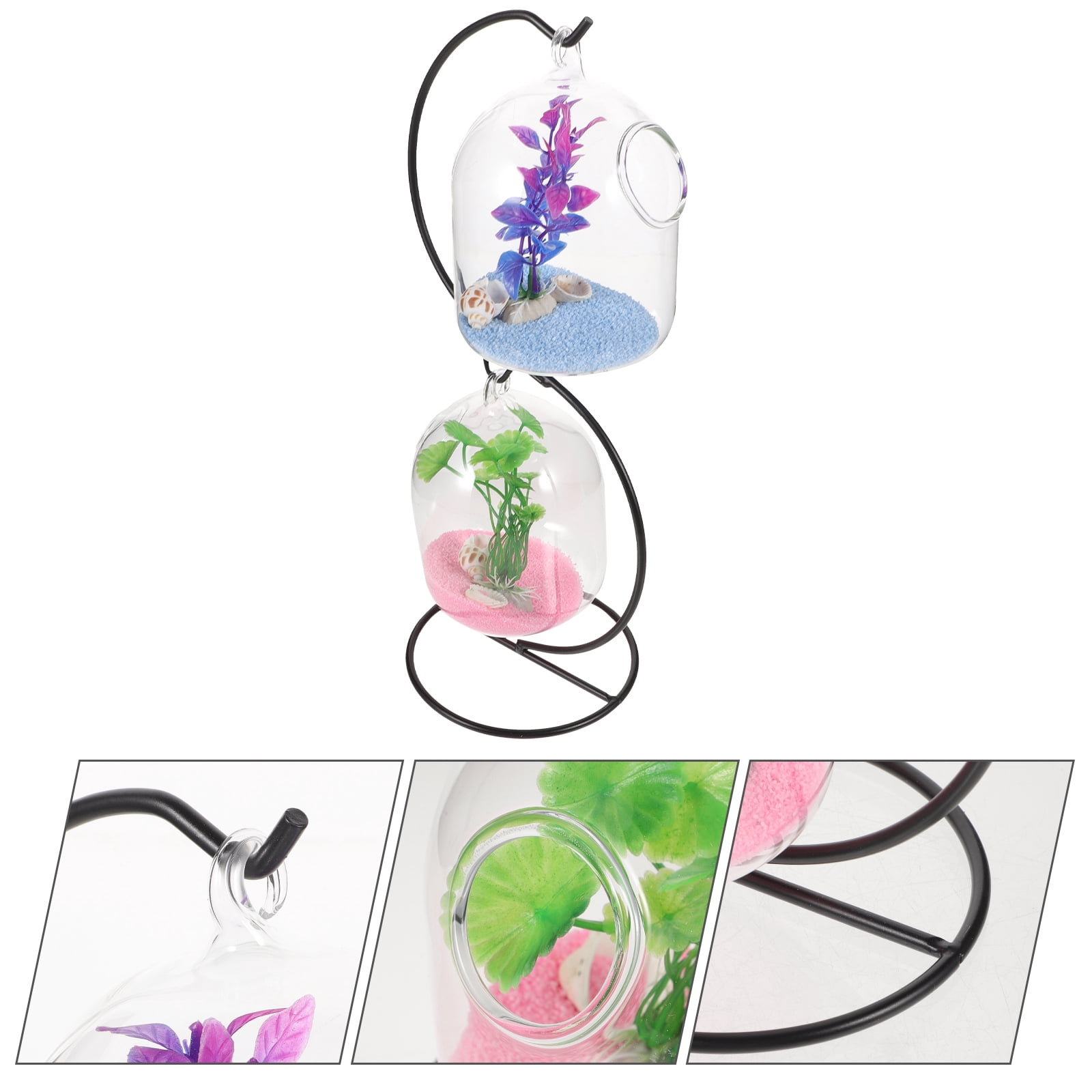 ETEREAUTY 1Set Hanging Glass Fish Tank in Assorted Colors with Stand Modern Design