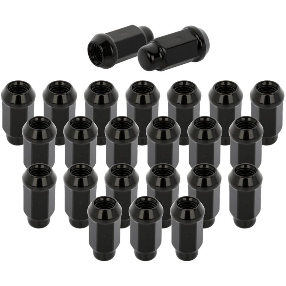 (24) M14x2 Black Bulge Acorn Lug Nuts 1.72'' Tall Fits Ford F150 Expedition