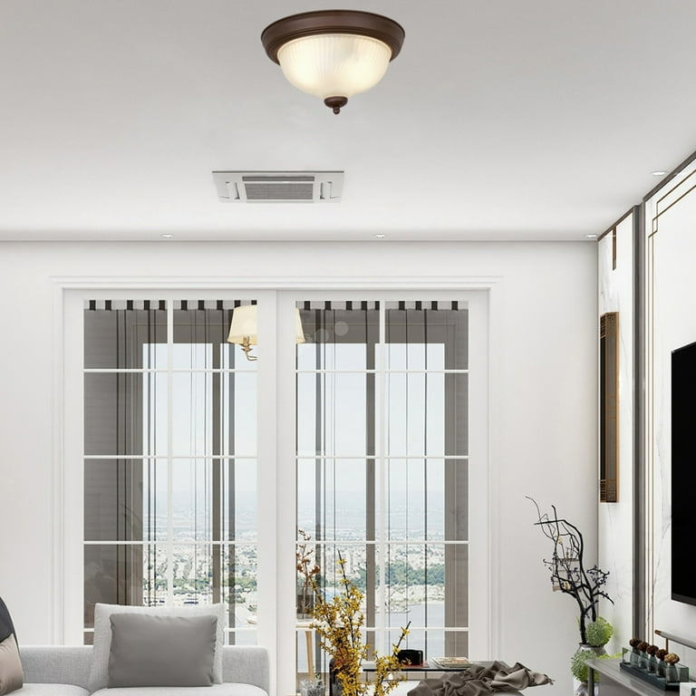 Mainstays 11" Classic Indoor Flush Mount Ceiling Light, Bronze Finish Glass Shade, Bulb Not Included