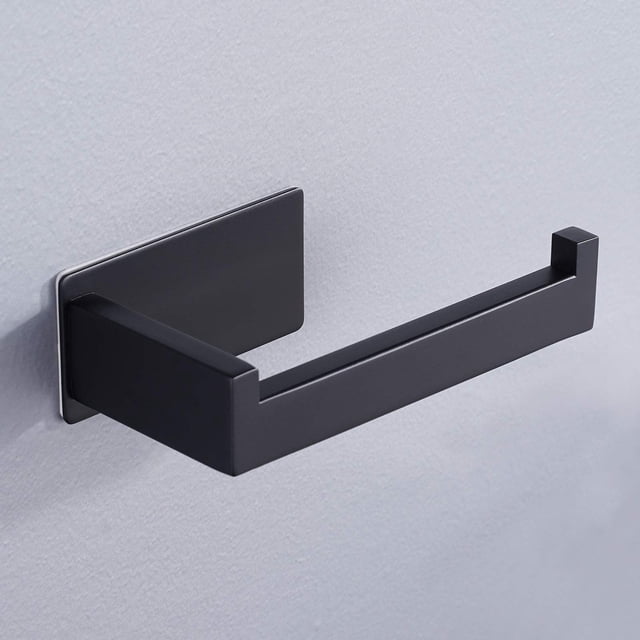 (Negro) Soporte para papel higiénico, soporte para papel higiénico sin agujeros, soporte para toallas de papel de acero inoxidable para baño, cocina JM
