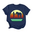 thumbnail image 5 of Wang6 Women's Plus Size Graphic Tees Summer Western Cowboy Printed Printed Loose Fit Tops Trendy Short Sleeve Going out T Shirts 0629LiNavy1 XL, 5 of 5
