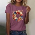 thumbnail image 5 of Mifsaly 4Th of July Independence Day T-Shirt Women Floral Wreath American Flag Patriotic Tees Crewneck Short Sleeve Cotton Top S, 5 of 7