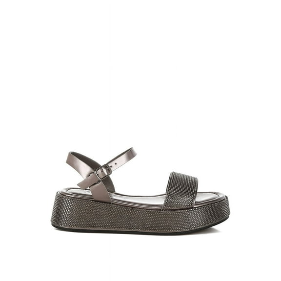 London Rag Nensis Rhinestone Embellished Flatform Womens Sandals