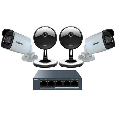 Uniden UC4202 4-Camera 1080P Indoor/Outdoor Security Cloud System With 5-Port PoE