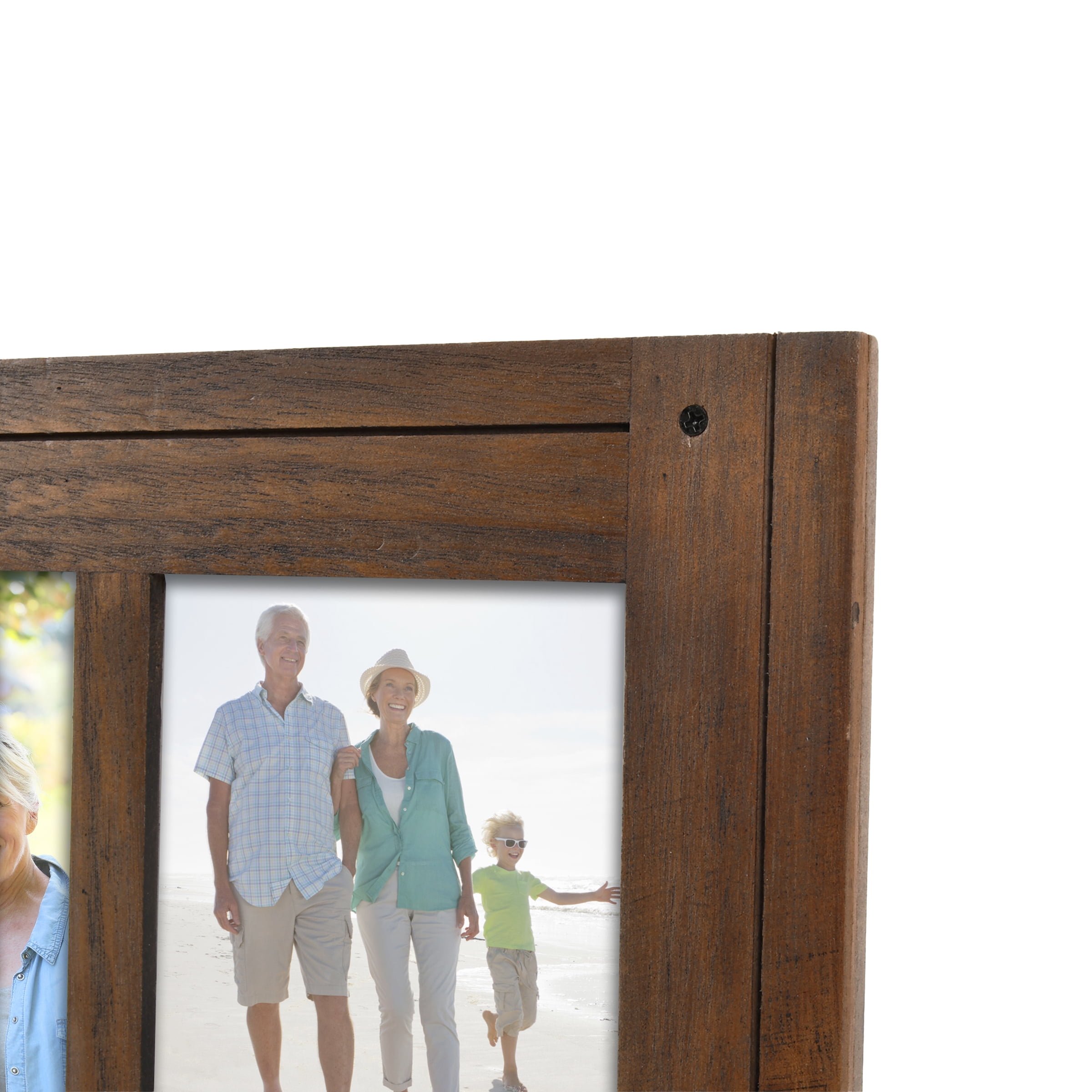 Prinz Homestead Double 5x7 Distressed Walnut Collage Picture Frame, Tabletop or Hanging Display