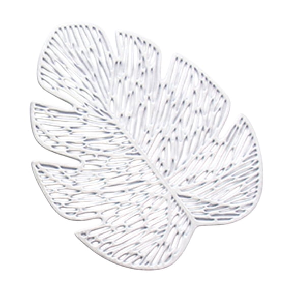 Cinvoph Placemats Decorative Monstera Shaped Thickened Tabletop Protection Mat Washable for Dining Table Party Home Decor Housewarming Gifts 5"x4" Silver