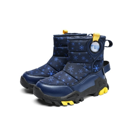 

Tenmix Boys Warm Comfort Shoes Casual Thick Fleece Winter Booties Walking Snow Boot Dark Blue 12c