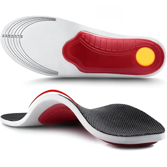 XIRQI High Arch Support Shoe Insoles for Flat Feet, Orthotic Inserts for Plantar Fasciitis Relief, Cushioned Arch Pain Support for Men Women Standing All Day