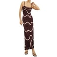 thumbnail image 1 of Faithtur Femmes Été Robe en Tricot Cami Impression Ondulée Spaghetti Sangle Ouverte Dos Partie Midi Robe, 1 of 4