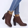 thumbnail image 4 of Quealent Womens Booties,Pointed Toe Booties Low Heel,Short Dress Boots Low Heel (Brown,7.5), 4 of 6