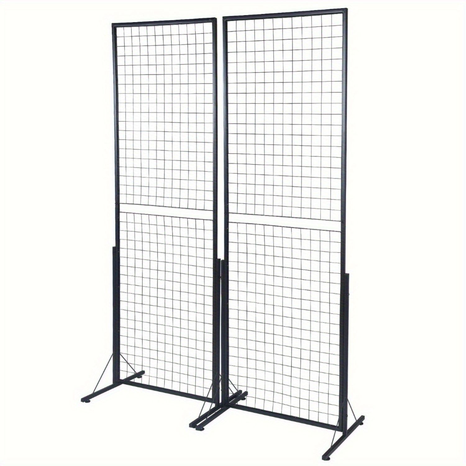 67 x 24 in Grid Wall Panels, 2 Packs Wire Gridwall Display Racks Tower with T-Base, Floorstanding Double Side Gridwall Panels, Retail Display with Extra Clips and Hooks for Art Craft Shows