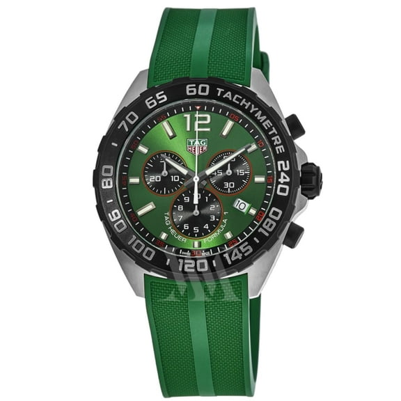 Tag Heuer Formula 1 Quartz Chronograph Green Dial Rubber Strap Men's Watch CAZ101AP.FT8056