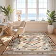 thumbnail image 3 of Design&I 8'x10' Washable Area Rug Beige Boho Abstract Southwestern Motif Solid Minimalist Heathered for Dining Room, Large Office, Lounge, Snag-Free, 3 of 7