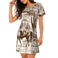 thumbnail image 2 of Fotbe Western Desert Cowboys2 Bata de Dormir para Mujer con Estampado, Camisón de Algodón de Manga Corta, Ropa de Dormir Casual, 2 of 6